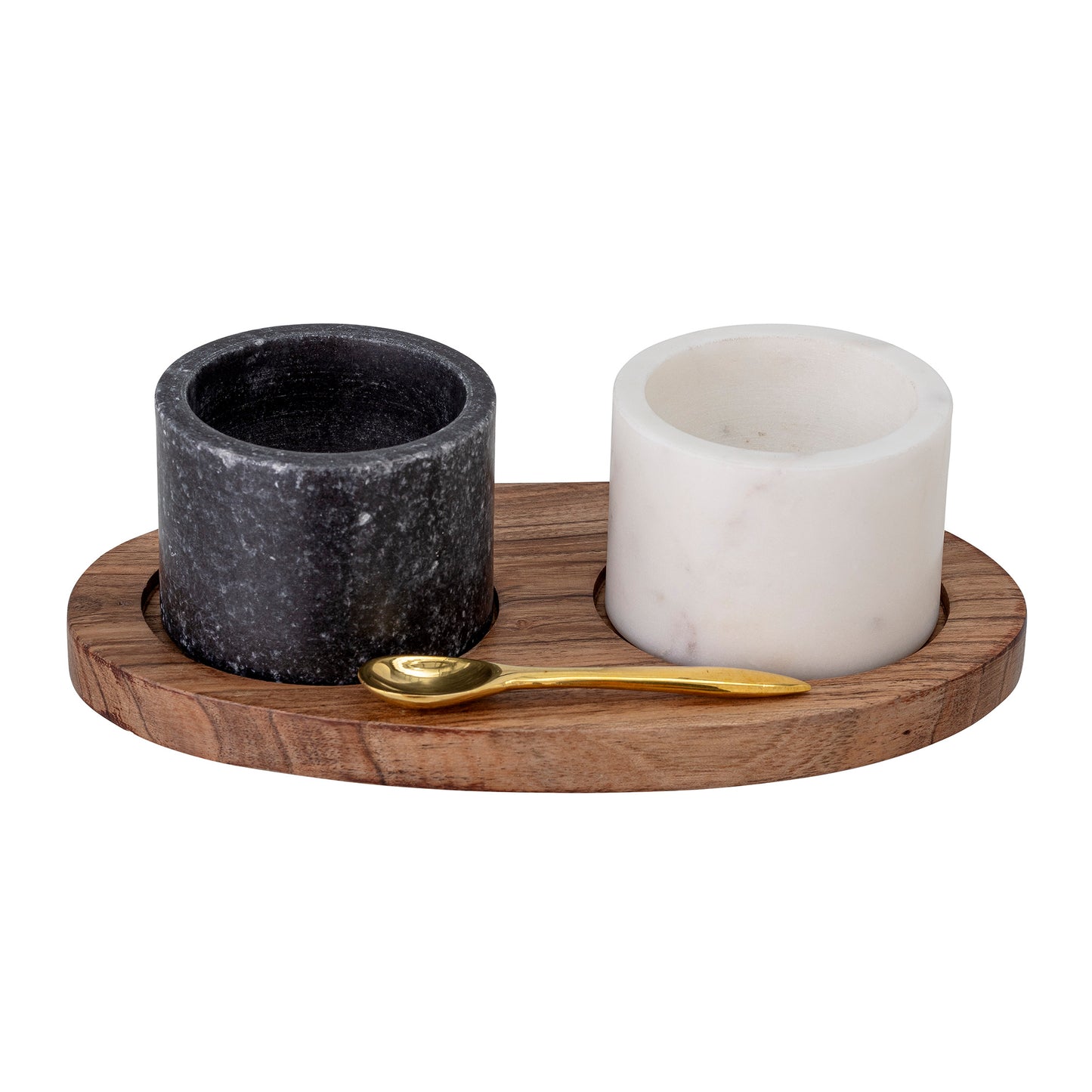 Florio Salt Jar w/Spoon, Black/White, Marble