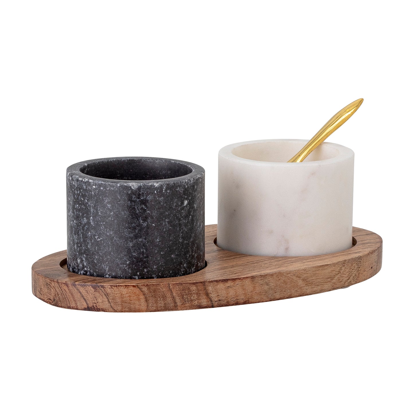 Florio Salt Jar w/Spoon, Black/White, Marble